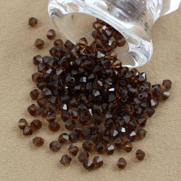 Preciosa Bicone Bead Rondelle Smoked Topaz 4mm [20szt]