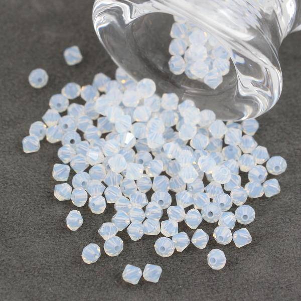 Preciosa Bicone Bead Rondelle White Opal 4mm [20szt]