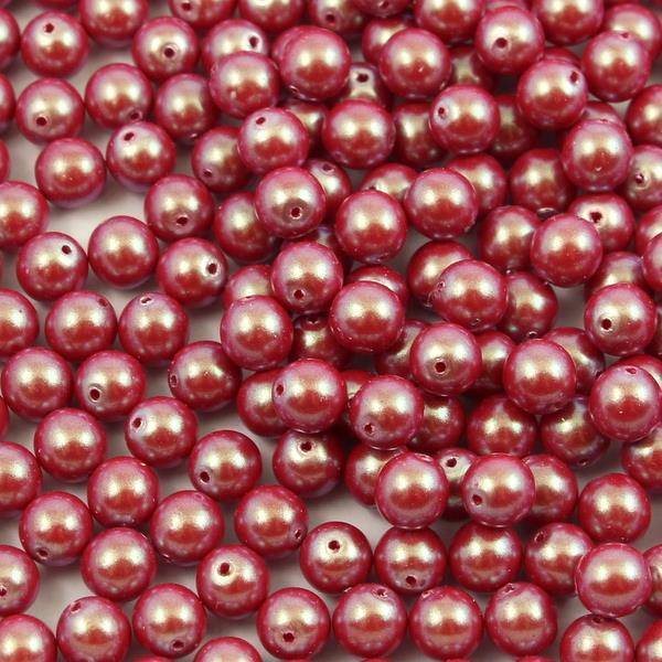 Round Beads Alabaster Pearlscent Red 6mm [20szt]