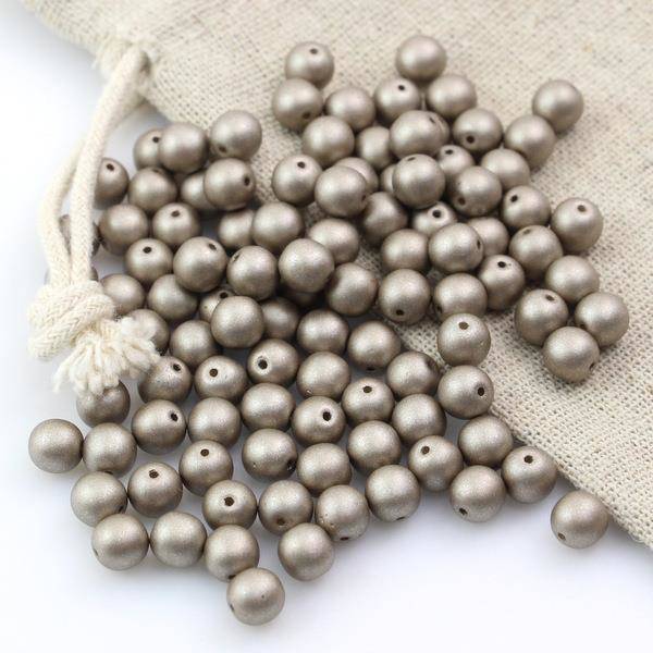 Round Beads Alabaster Silver Beige 6mm [10szt]