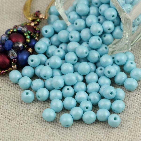 Round Beads Alabaster Turquoise Powdery 4mm [50szt]
