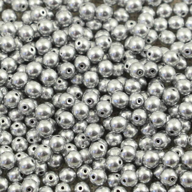 Round Beads Aluminium Silver 4mm [50szt]