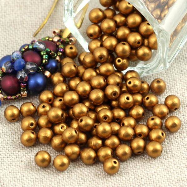 Round Beads Brass Gold 4mm [50szt]