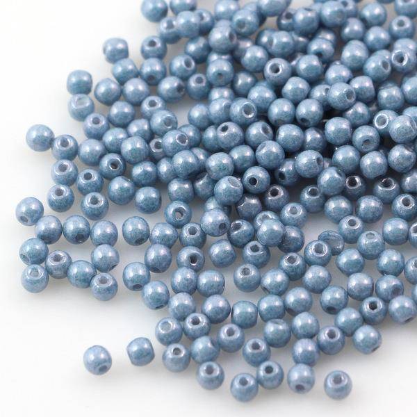 Round Beads Chalk White Baby Blue Luster 3mm [50szt]