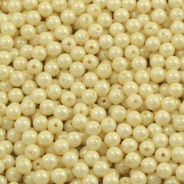 Round Beads Chalk White Cream Luster 4mm [50szt]