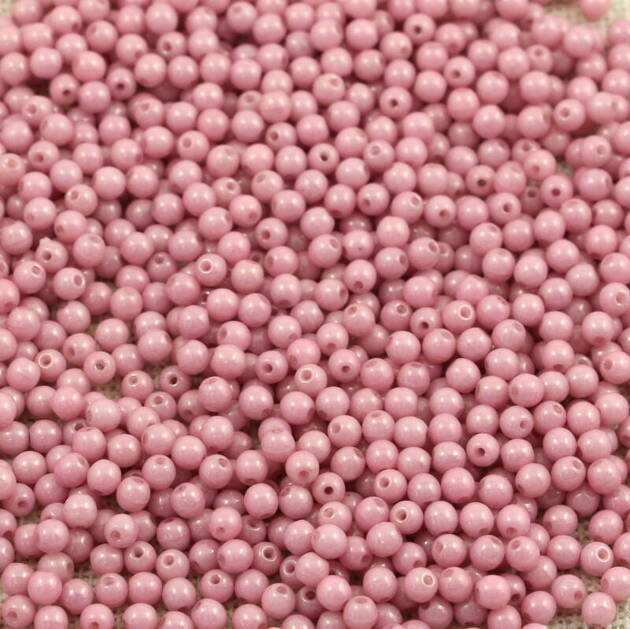 Round Beads Chalk White Lila Luster 3mm [50szt]