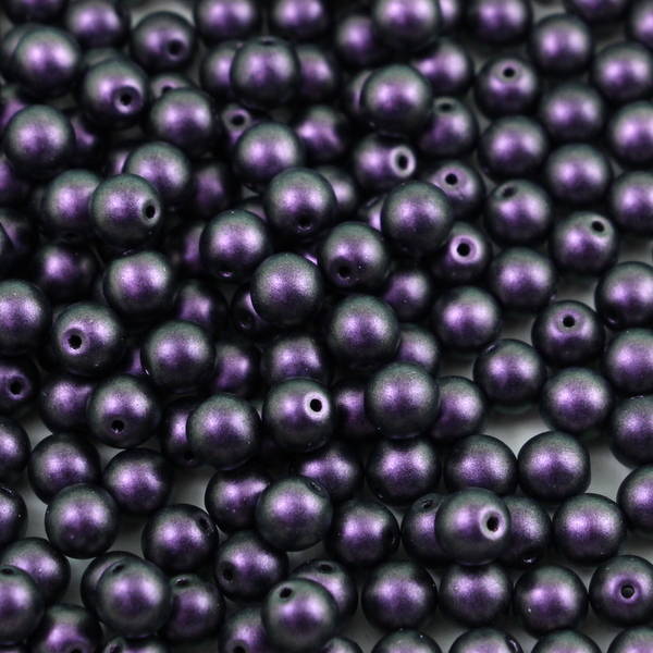 Round Beads Jet Polychrome Black Raspberry 6mm [20szt]