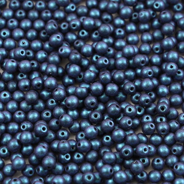 Round Beads Jet Polychrome Blueberry 4mm [50szt]