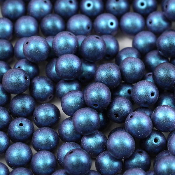 Round Beads Jet Polychrome Blueberry 8mm [10szt]
