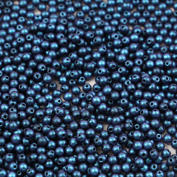 Round Beads Jet Polychrome Dark Blue Capri 3mm [50szt]