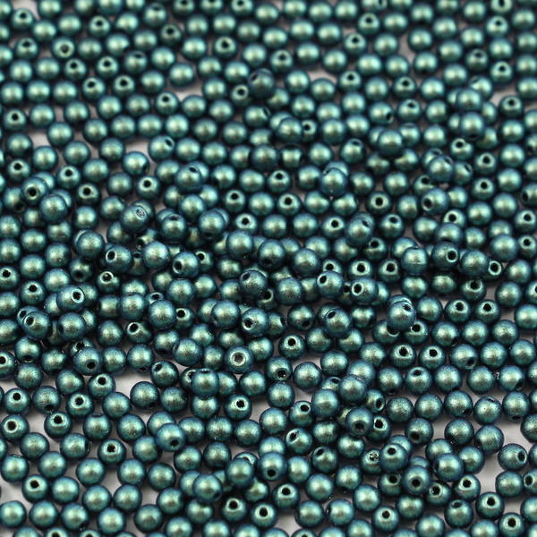 Round Beads Jet Polychrome Mint Chocolate 3mm [50szt]