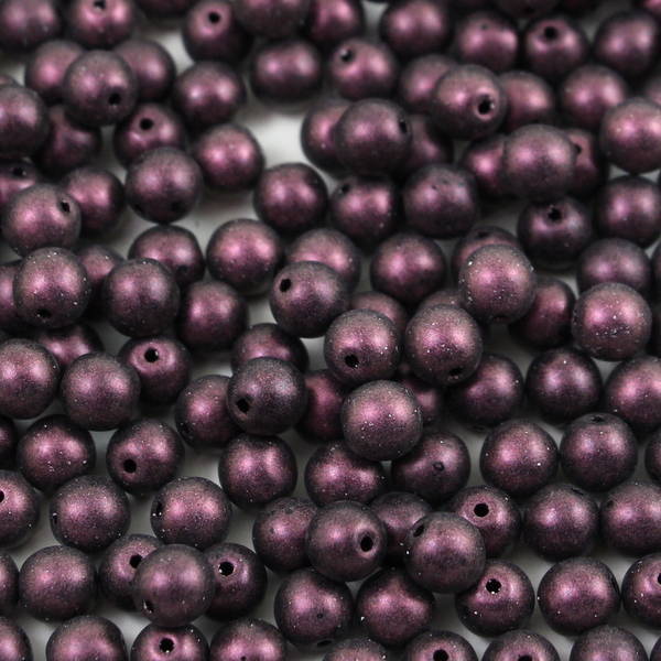 Round Beads Jet Polychrome Plum 6mm [20szt]