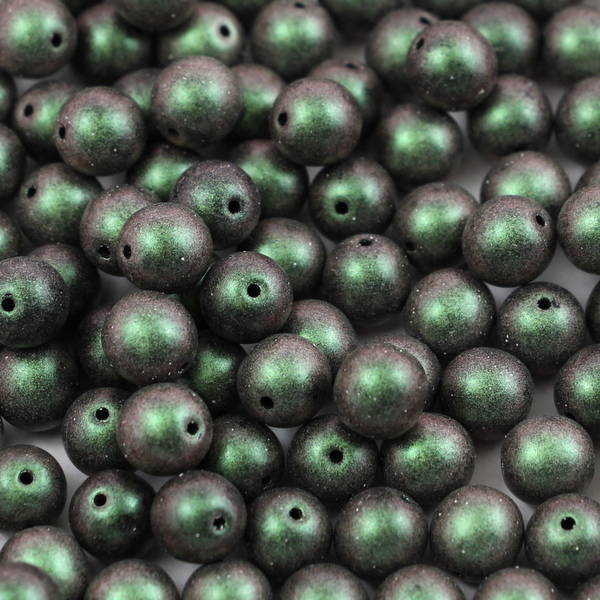 Round Beads Jet Polychrome Sage & Citrus 8mm [10szt]