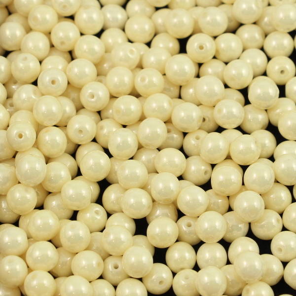Round Beads Lustered Chalk White Cream Luster 6mm [20szt]