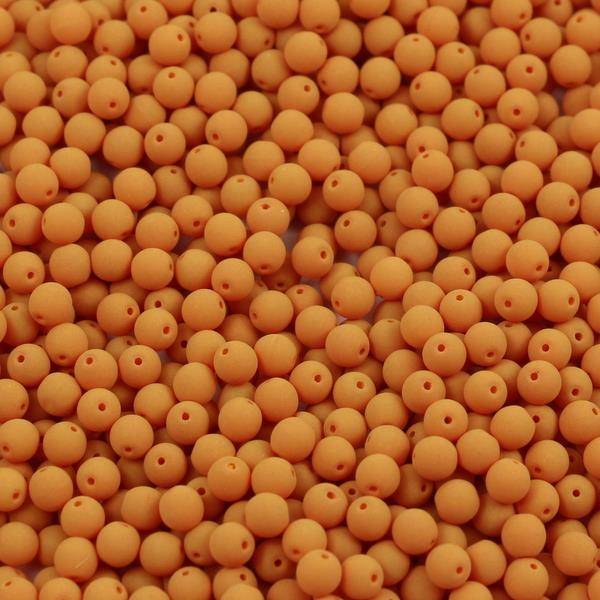 Round Beads Mat Velvet Mustard 4mm [50szt]