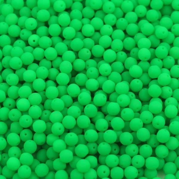 Round Beads Mat Velvet Neon Green 4mm [50szt]