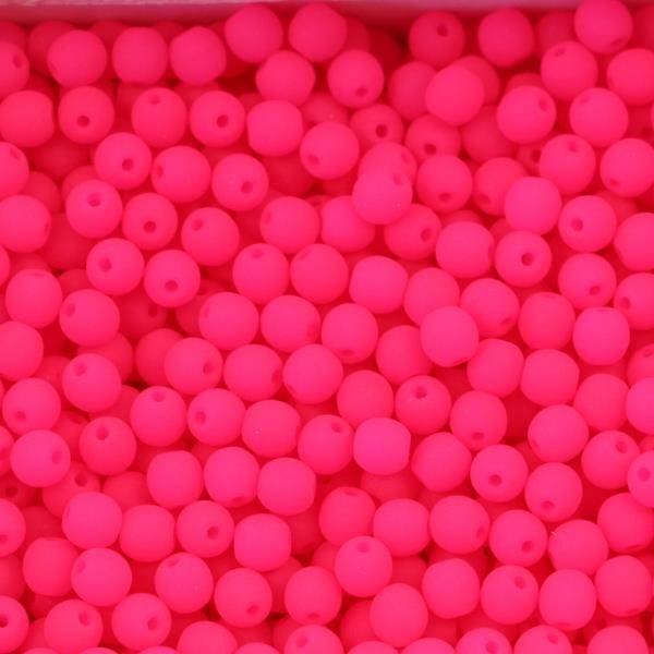 Round Beads Neon Mat - Pink 3mm [50szt]