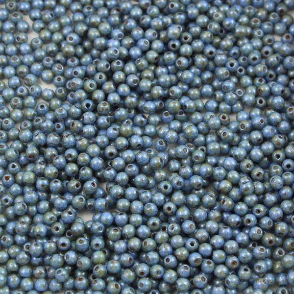 Round Beads Opaque Blue Green Spotted 3mm [50szt]