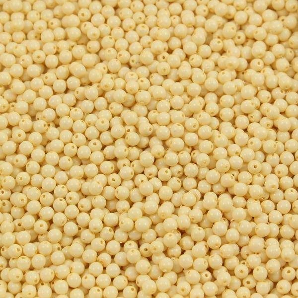 Round Beads Opaque Ivory Ceramic Look 3mm [50szt]