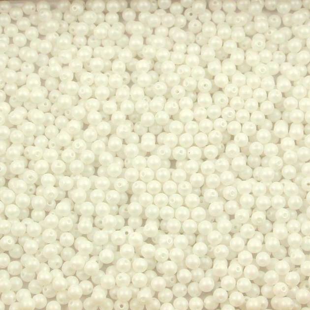 Round Beads Powdery - Pastel White 3mm [50szt]