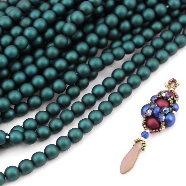Round Beads Velvet Emerald 6mm [sznur/80szt]