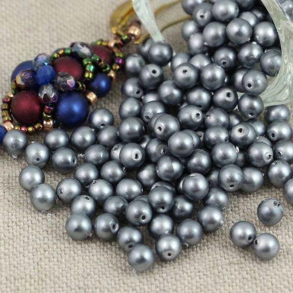 Round Beads Velvet Grey 4mm [50szt]