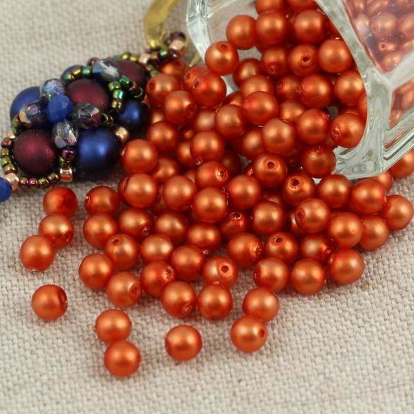 Round Beads Velvet Orange 4mm [50szt]
