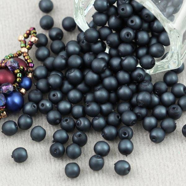 Round Beads Velvet Steel 4mm [50szt]