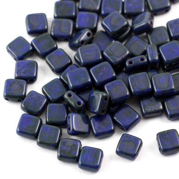 Square 6x6mm Opaque Sapphire Travertine [10szt]