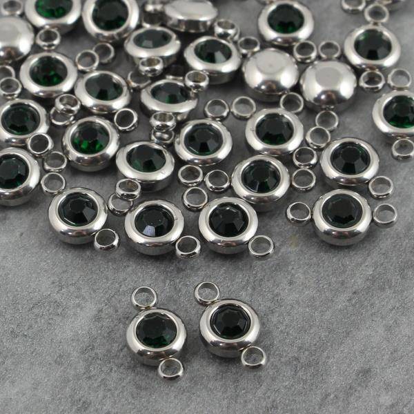 Stal szlachetna łącznik w oprawie SR dark green 6mm