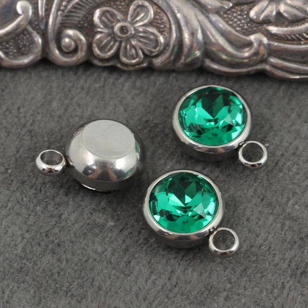 Stal szlachetna zawieszka w oprawie SR emerald 10mm