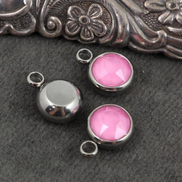 Stal szlachetna zawieszka w oprawie SR pink 10mm