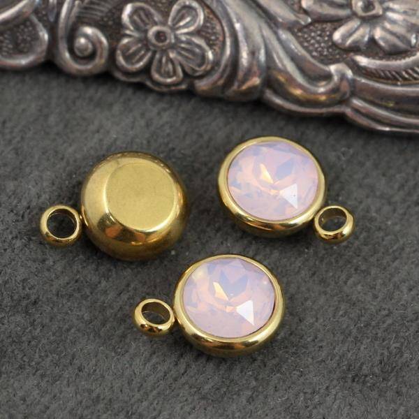 Stal szlachetna zawieszka w oprawie ZŁ rose opal 10mm