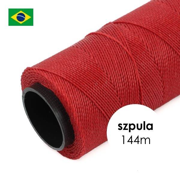 Sznurek do makramy brazylijski woskowany Crimson 1mm [szpula 144m]