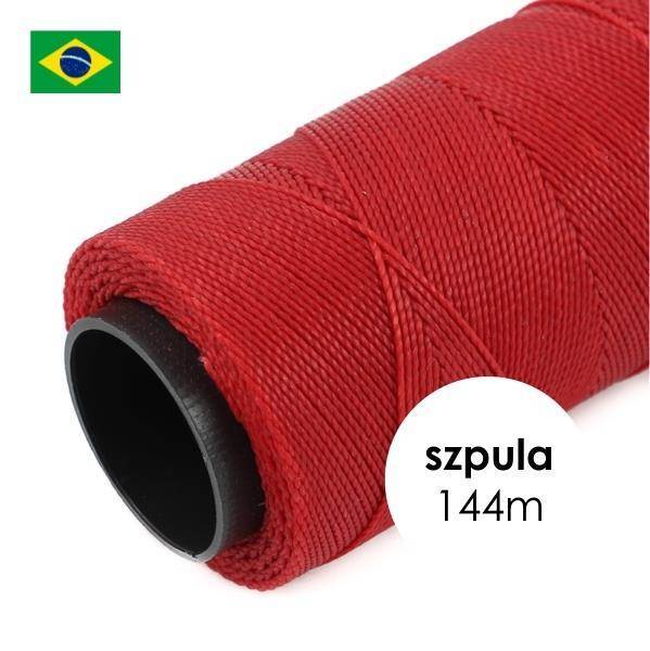 Sznurek do makramy brazylijski woskowany Red 1mm [szpula 144m]