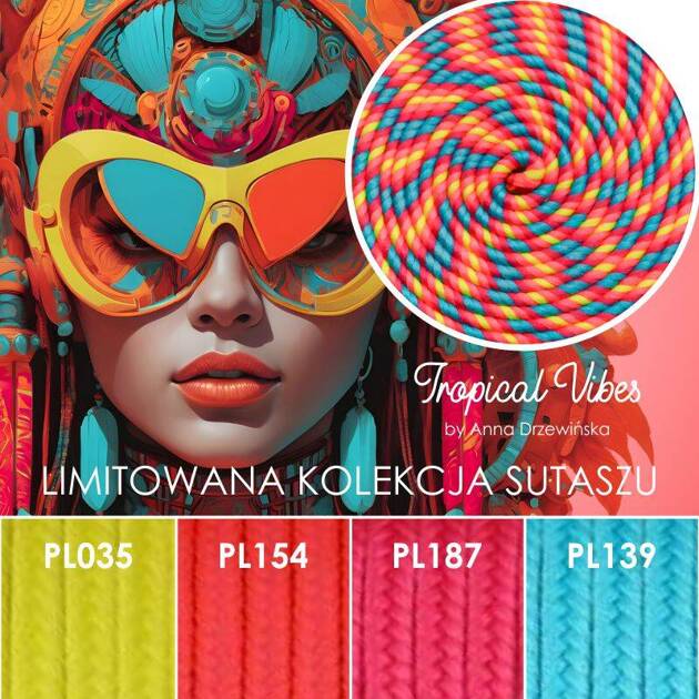 Sznurek sutasz POLSKI limitowana kolekcja by Anna Drzewińska TROPICAL VIBES [1metr]