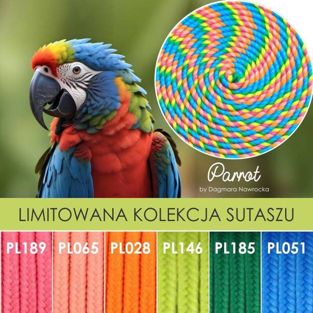 Sznurek sutasz POLSKI limitowana kolekcja by Dagmara Nawrocka PARROT [1metr]