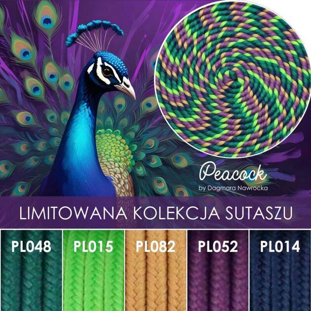 Sznurek sutasz POLSKI limitowana kolekcja by Dagmara Nawrocka PEACOCK [1metr]