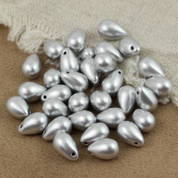 Teardrops Beads Aluminium Silver 9x6mm [20szt]