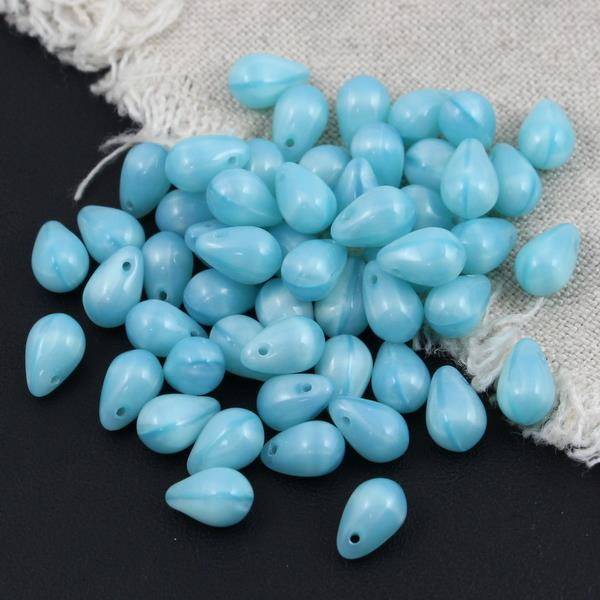 Teardrops Beads Milky Seafoam 9x6mm [20szt]