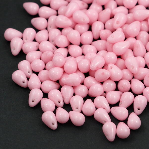 Teardrops Beads Opaque Light Pink 6x4mm [20szt]