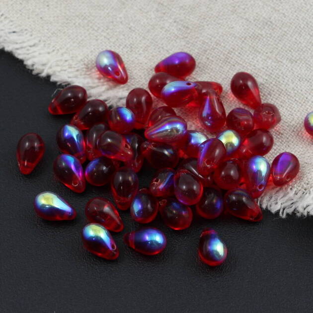 Teardrops Beads Siam Ruby AB 9x6mm [20szt]