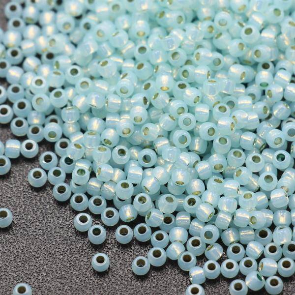 Toho Round 11/0 Permanent Finish Silver-Lined Milky LT Aqua [10g]