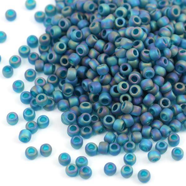 Toho Round 6/0 Transparent-Rainbow-Frosted Teal [10g]
