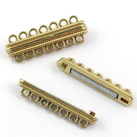 Zapięcie metalowe magnetyczne złote na 7 sznurów 45mm