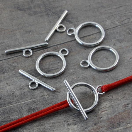 Zapięcie przekładane typu toggle srebrne 15mm
