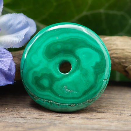 Zawieszka malachit naturalny donut 34mm ze skazą